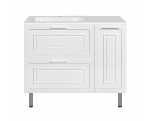 Тумба под раковину Style Line Альба 90 см Люкс, подвесная/напольная, 2 ящика, корзина, белый, Plus, левая/правая