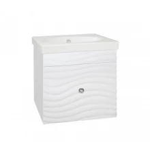 Тумба с раковиной Style Line подвесная Вероника 60, Комо 60, Люкс белая, PLUS