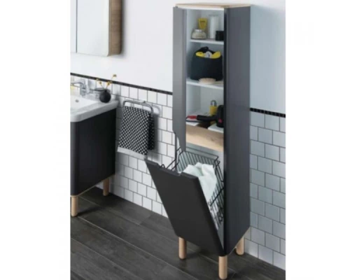 Пенал Vitra Sento 60856 40 см напольный, левосторонний, с корзиной для белья, цвет - матовый антрацит