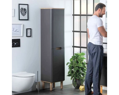 Пенал Vitra Sento 60856 40 см напольный, левосторонний, с корзиной для белья, цвет - матовый антрацит