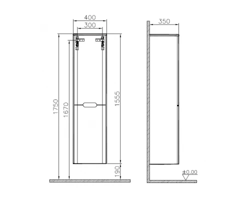 Пенал Vitra Sento 60856 40 см напольный, левосторонний, с корзиной для белья, цвет - матовый антрацит