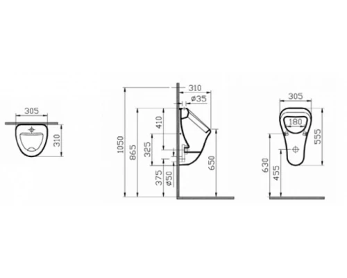 Писсуар Vitra Arkitekt 6201B003-0199, белый