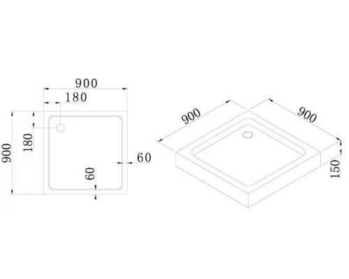 Поддон акриловый Cezares TRAY-A-A-90-15-W0