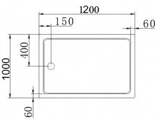 Поддон акриловый Cezares TRAY-A-AH-120/100-15-W, с сифоном в комплекте