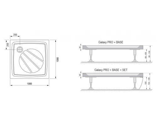 Поддон Ravak Perseus Pro 100, 100 x 100 см, из искусственного камня, белый, XA03AA01010