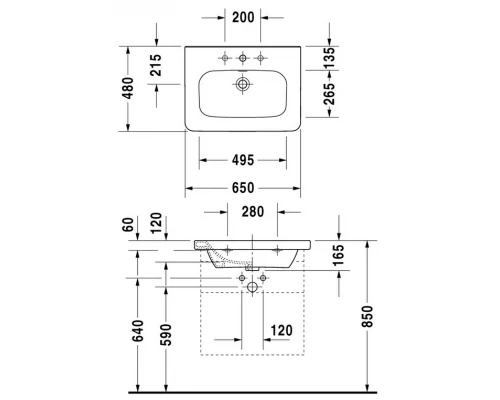 Раковина Duravit Durastyle 232065, 650*480 мм