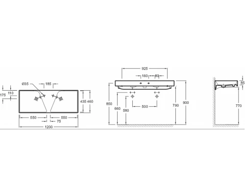 Двойная подвесная раковина-столешница Jacob Delafon Rythmik EXM112-Z-00