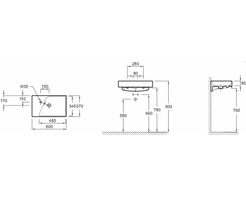 Подвесная раковина Jacob Delafon Rythmik EXR112-00