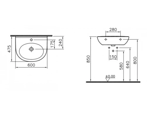 Раковина Vitra Zentrum, 5786B003-0001