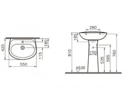 Раковина с пьедесталом VITRA Normus 9600B003-7650