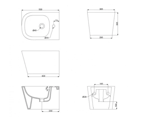 Подвесное биде BelBagno, белое, BB120BH
