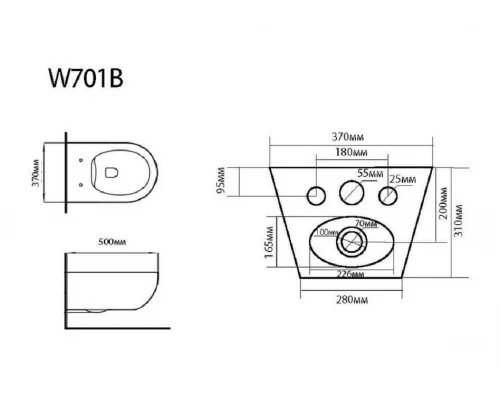 Биде Black&White Universe W701B, подвесное
