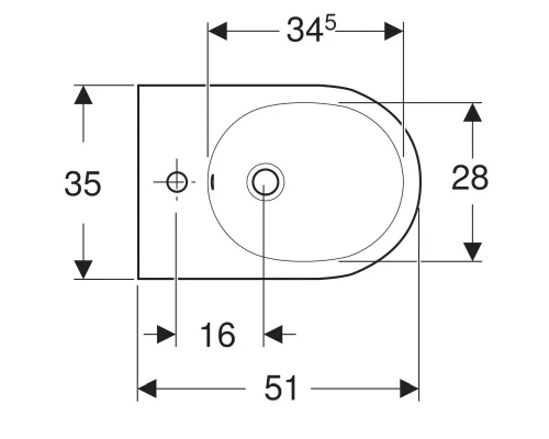 Биде Geberit Acanto подвесное, цвет белый, 500.601.01.2