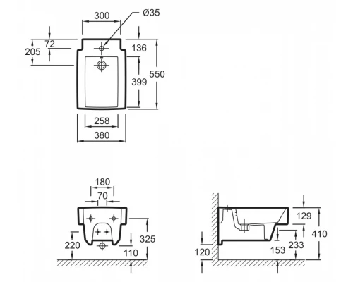 Биде Jacob Delafon Terrace EMA0002-00, подвесное