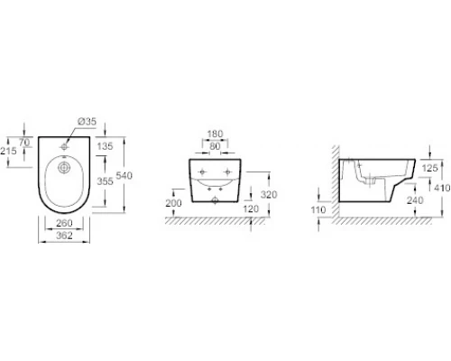 Биде Jacob Delafon Odeon Rive Gauche EMG0002-00, подвесное