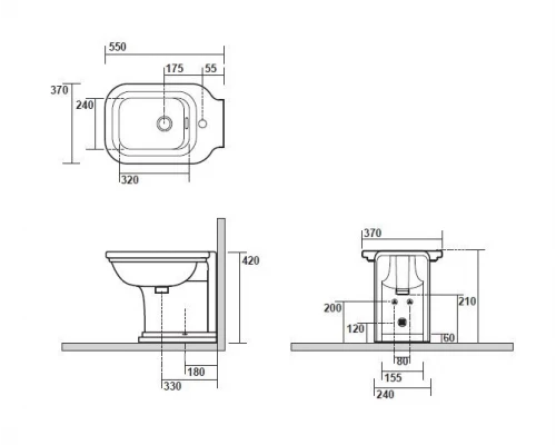 Биде Kerasan Waldorf 4121K1bi/cr*1 напольное