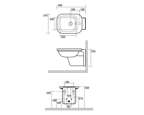 Биде Kerasan Waldorf 4125K1bi/cr*1 подвесное