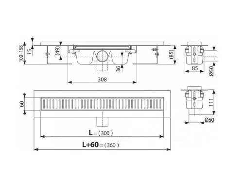 Душевой трап Alcaplast APZ1S-300