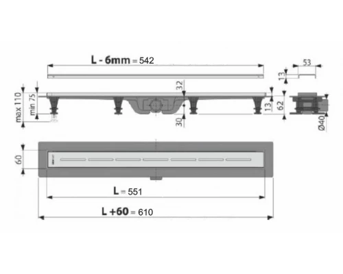 Душевой лоток AlcaPlast APZ18-550M Simple