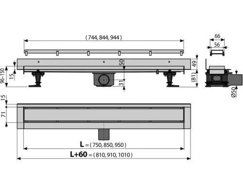 Душевой лоток AlcaPlast APZ23-DOUBLE9-850