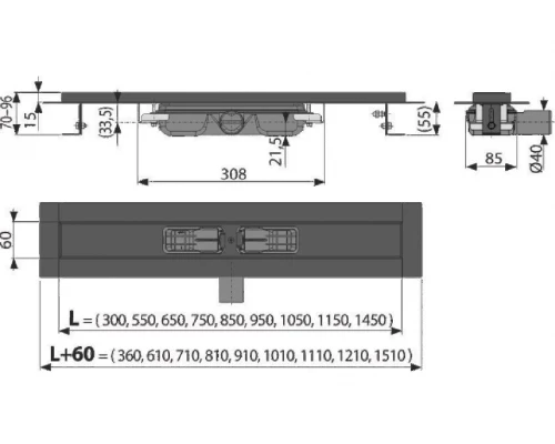 Дренажный канал AlcaPlast APZ101BLACK-950, черный матовый