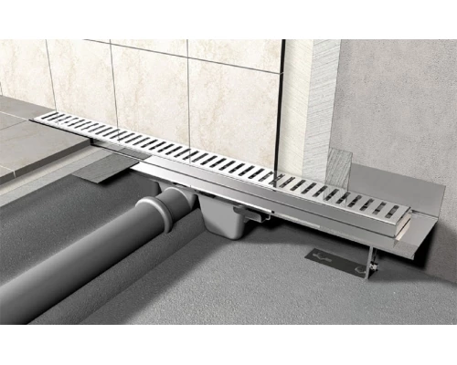 Водоотводящий желоб AlcaPlast APZ1SMART-LINE-650 с порогами для перфорированной решетки