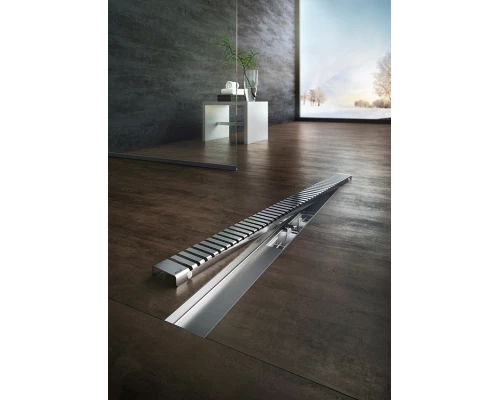 Водоотводящий желоб AlcaPlast APZ1SMART-LINE-650 с порогами для перфорированной решетки