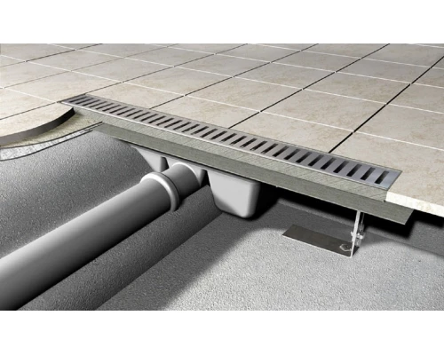 Водоотводящий желоб AlcaPlast APZ1SMART-LINE-650 с порогами для перфорированной решетки