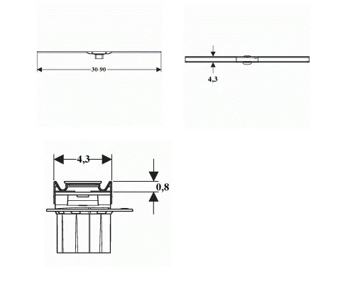 Решетка для дренажного канала Geberit CleanLine60, 30-90 cм, вровень с полом, нержавеющая сталь, 154.456.KS.1