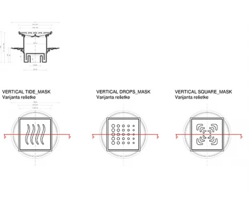 Трап водосток Pestan Confluo Standard Vertical Drops Mask 150*150 мм нержавеющая сталь с рамкой 13000075