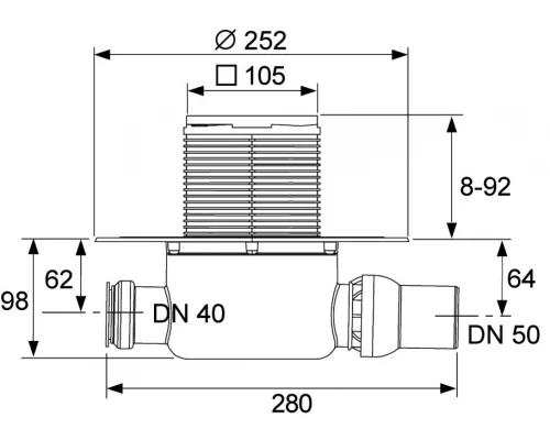 Трап дренажный TECEdrainpoint S 120, стандартный с универсальным фланцем Seal System, 3601200