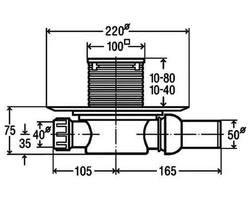Трап Viega Advantix 583248, 100 x 100 мм, с сухим затвором, рамка металл, с решеткой из нержавеющей стали
