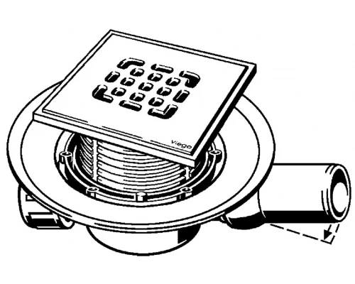 Трап Viega Advantix 557140, 150 x 150 мм, с гидрозатвором, с решеткой из нержавеющей стали