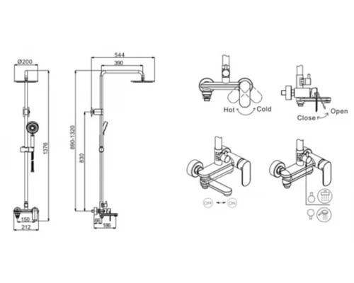 Душевая система Bravat Opal C F6125183CP-A1-RUS для ванны, круглой формы, покрытие: хром