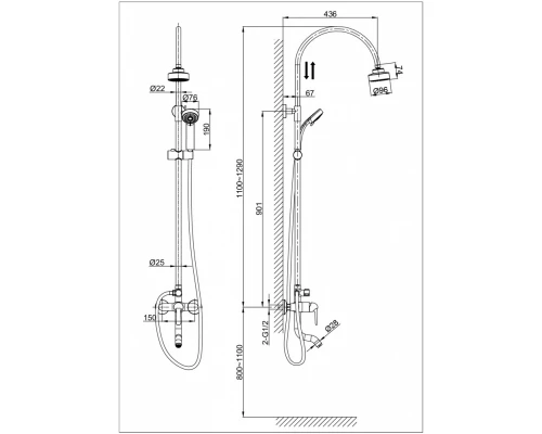 Душевая система D&K Ambrosius Rhein DA1343701C11