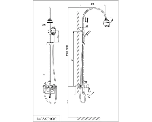 Душевая система D&K Rhein Paulinus DA1353701C11, хром