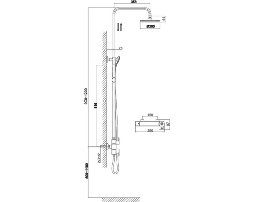 Душевая система D&K Bayern Potsdam термостатическая, хром, DA2173701B02