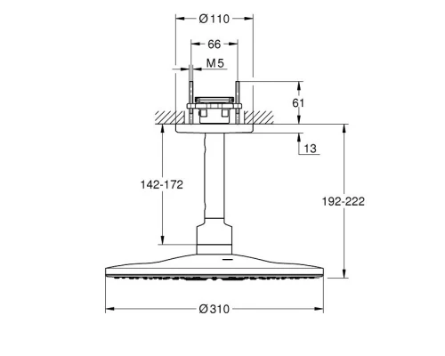 Верхний душ Grohe Rainshower SmartActive 310 26477000, 31х31 см, 2 режима струи, с держателем, хром