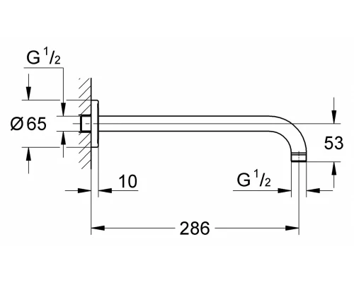 Кронштейн душевой настенный Grohe Rainshower модерн 28576000, 282 мм, хром