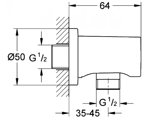 Шланговое подсоединение Grohe Rainshower, 27057000, 1/2"-1/2", хром
