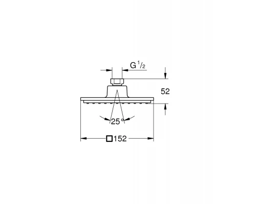Верхний душ Grohe Euphoria Cube 27705000, 152х152 мм, 1 режим струи, без держателя