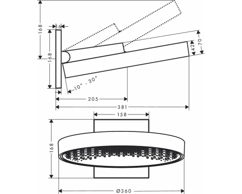 Верхний душ Hansgrohe Rainfinity 26230700, 360*360 мм, 1 режим струи, белый матовый