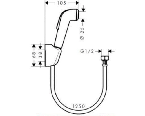 Гигиенический душ Hansgrohe Croma 32127000 1.25 м с держателем, белый/хром
