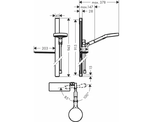 Душевой набор Hansgrohe Rainfinity 130 3jet 27671000 Unica'900 Casetta, хром