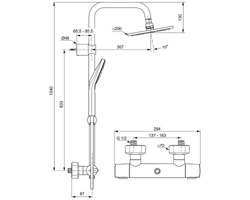 Душевая система Ideal Standard Idealrain Luxe Cube Evo A6985AA