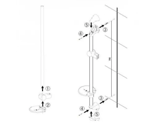 Штанга Jacob Delafon Basic 2 E5227-CP с мыльницей