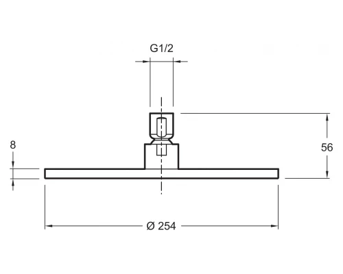 Верхний душ Jacob Delafon Eo E14568-CP, 1/2, 25,4х25,4 см, 1 режим струи, без держателя, хром, круглый