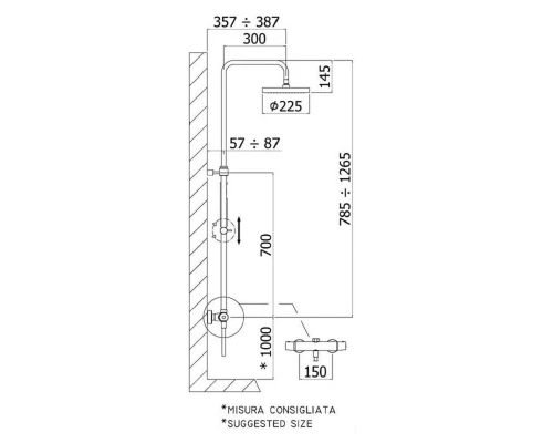 Душевая колонна Paffoni Birillo Mini ZCOL638LIQCR с термостатическим смесителем для душа
