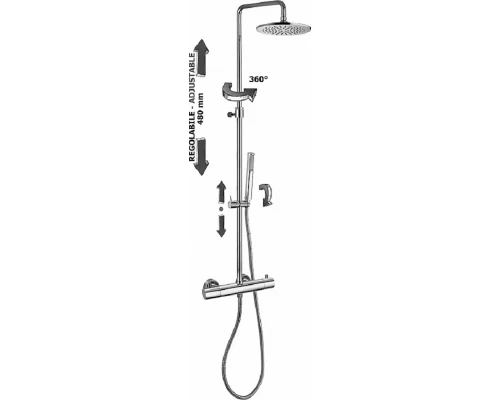 Душевая колонна Paffoni Birillo Mini ZCOL638LIQCR с термостатическим смесителем для душа