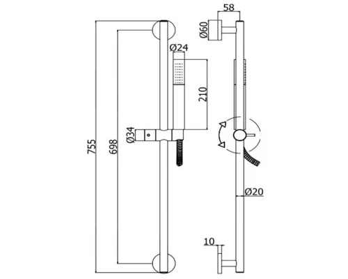 Душевая стойка Paffoni Life ZSAL135CRAG, хром